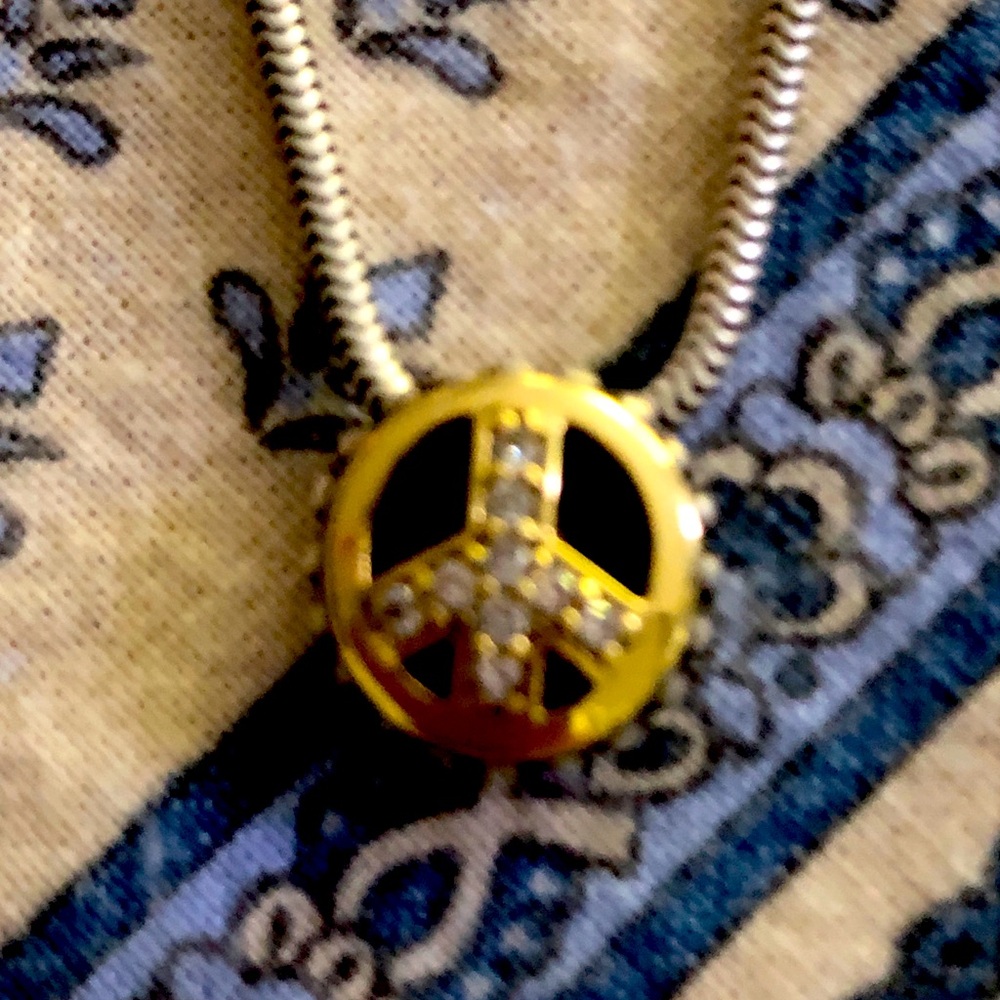 Lagos Diamond two tone peace necklace